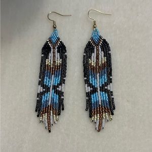 Beaded feather earrings
